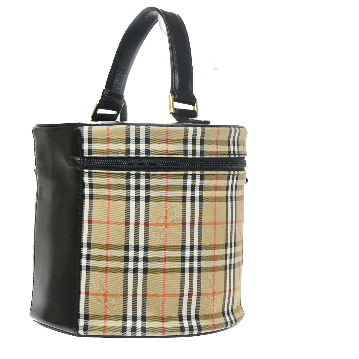 Burberrys Nova Check Shadow Horse Vanity Bag Canvas Leather Beige BK GHW 36RQ004
