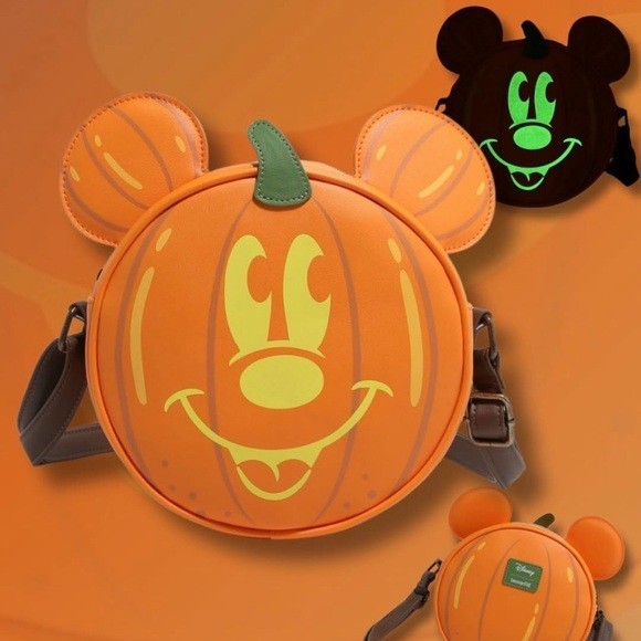 Loungefly Mickey Mouse Glow-In-The-Dark Pumpkin Crossbody Bag
