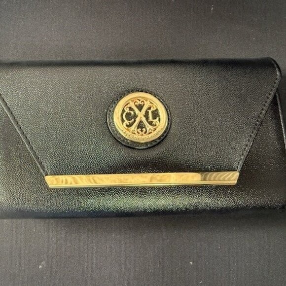 PB002 CXL Christian Lacroix Glam Caviar Black Clutch Chain Strap NWT