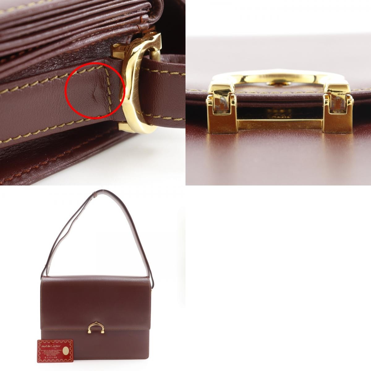CARTIER Must Line Shoulder Bag Bordeaux Calfskin Women