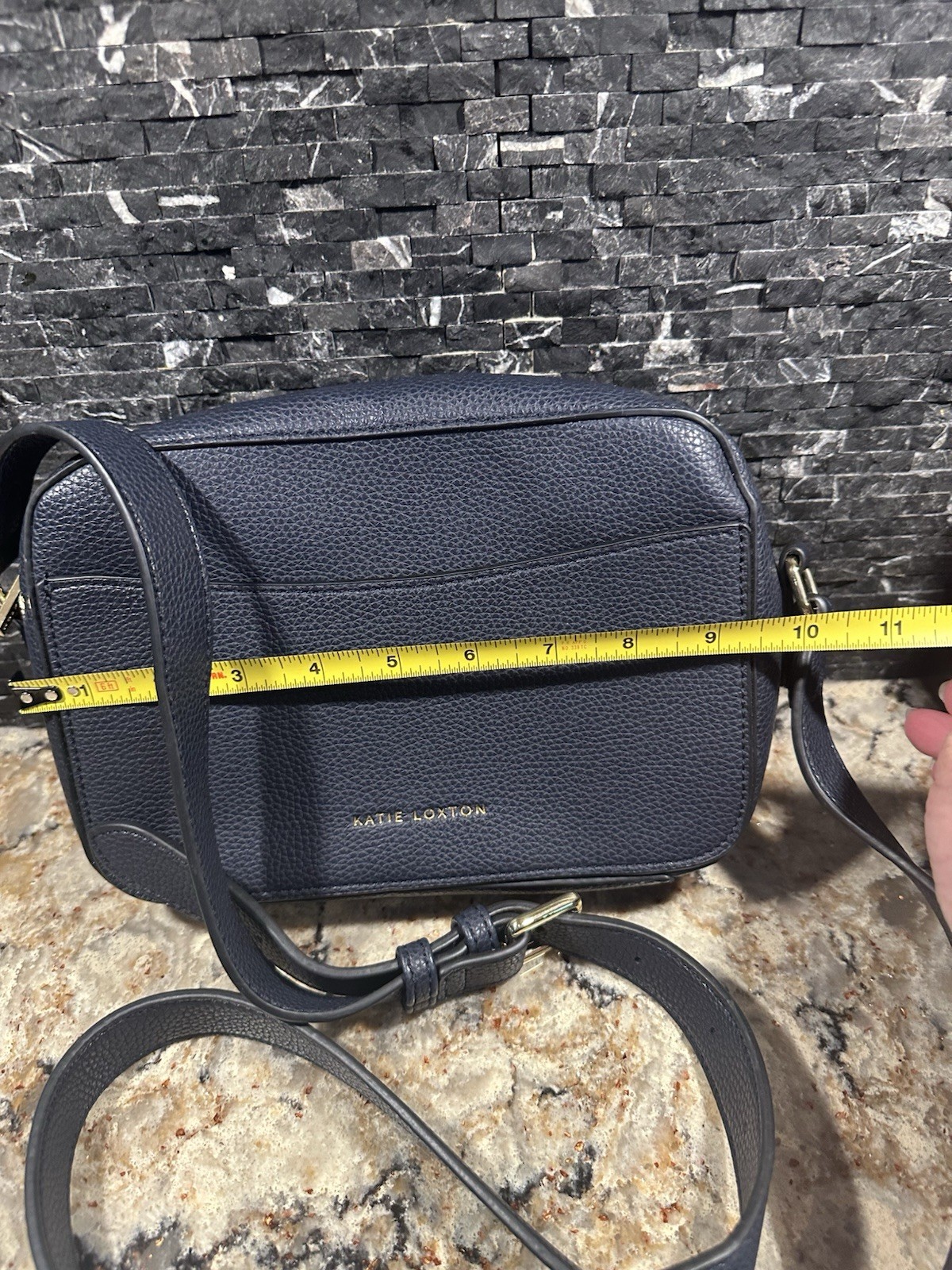Katie Loxton Cara Crossbody Pebble Vegan Leather Purse Adjustable Blue