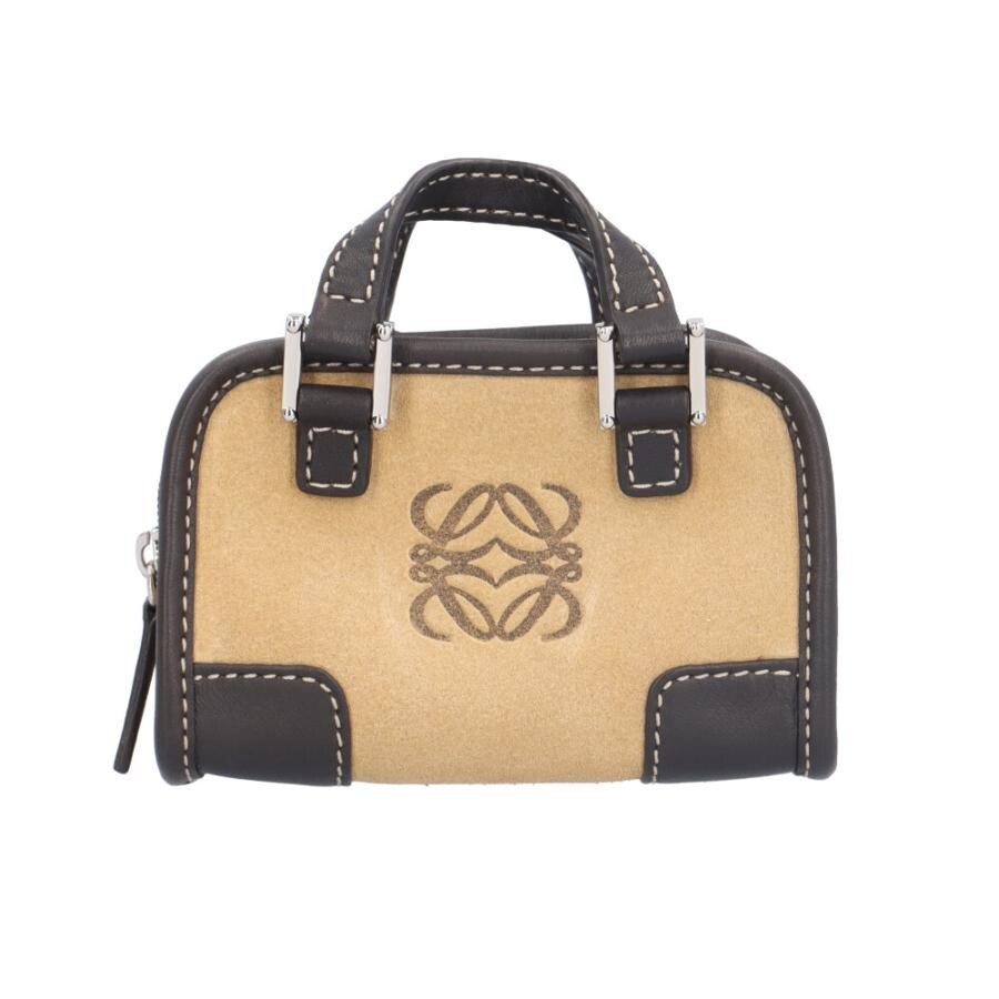 LOEWE Amazona Micro Mini Suede Leather Beige Pouch Bag Women No Strap 290505