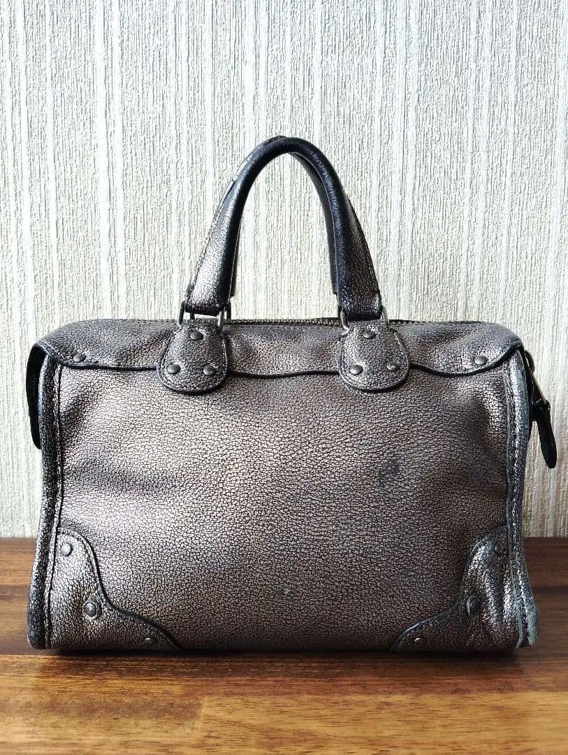 Authentic COACH Rhyder Satchel Handbag Black Metallic Leather 15cmOptimized eB