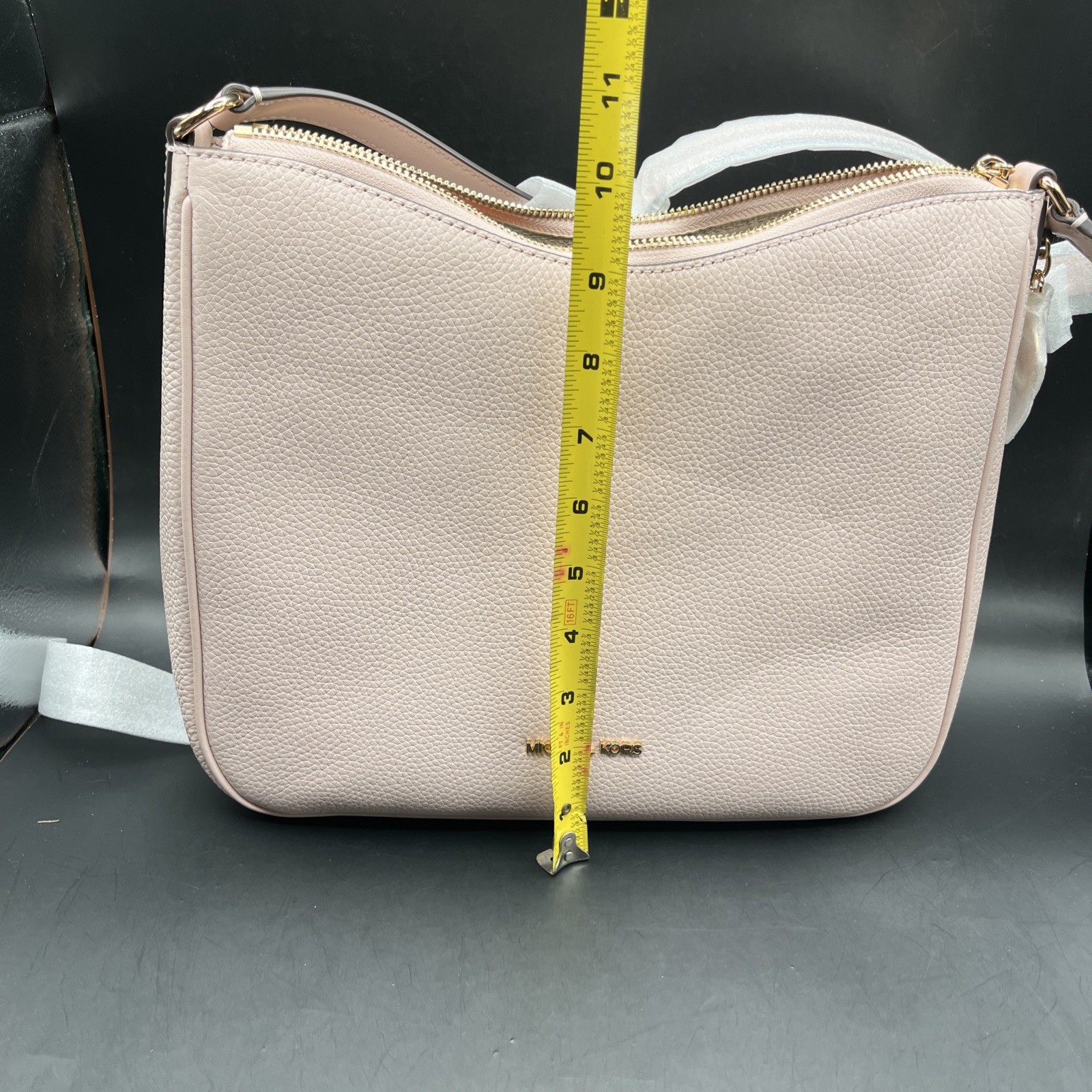 Michael Kors Nayla Medium Satchel Pebble Leather Crossbody Bag Pink Blossom/gold