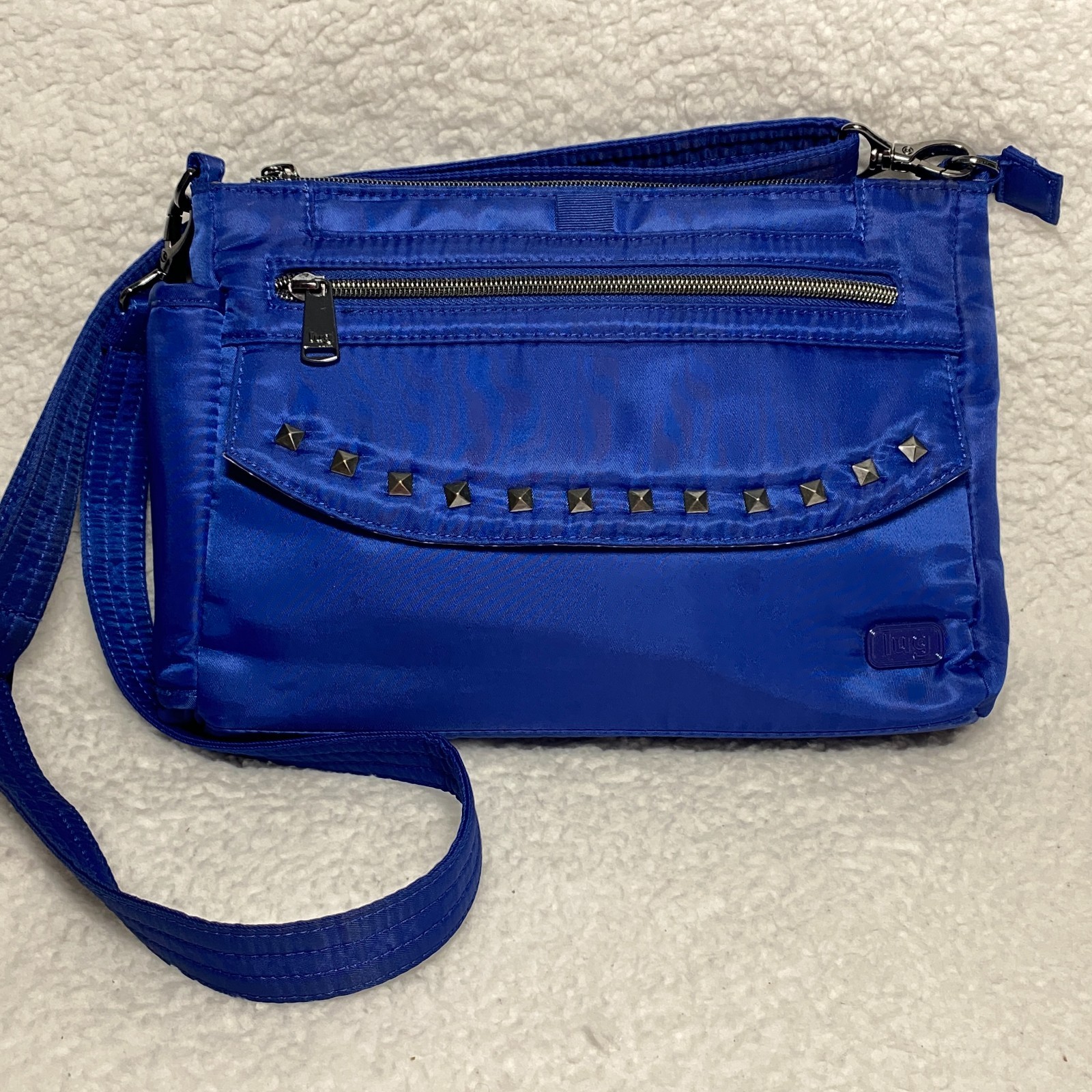 Lug Pacer Studded Crossbody Shoulder Bag Cobalt Blue RFID Travel Organizer