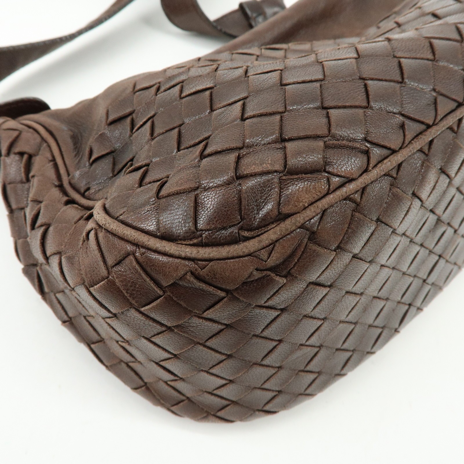 BOTTEGA VENETA Intrecciato Leather Shoulder Crossbody Bag Brown Auth Used F/S