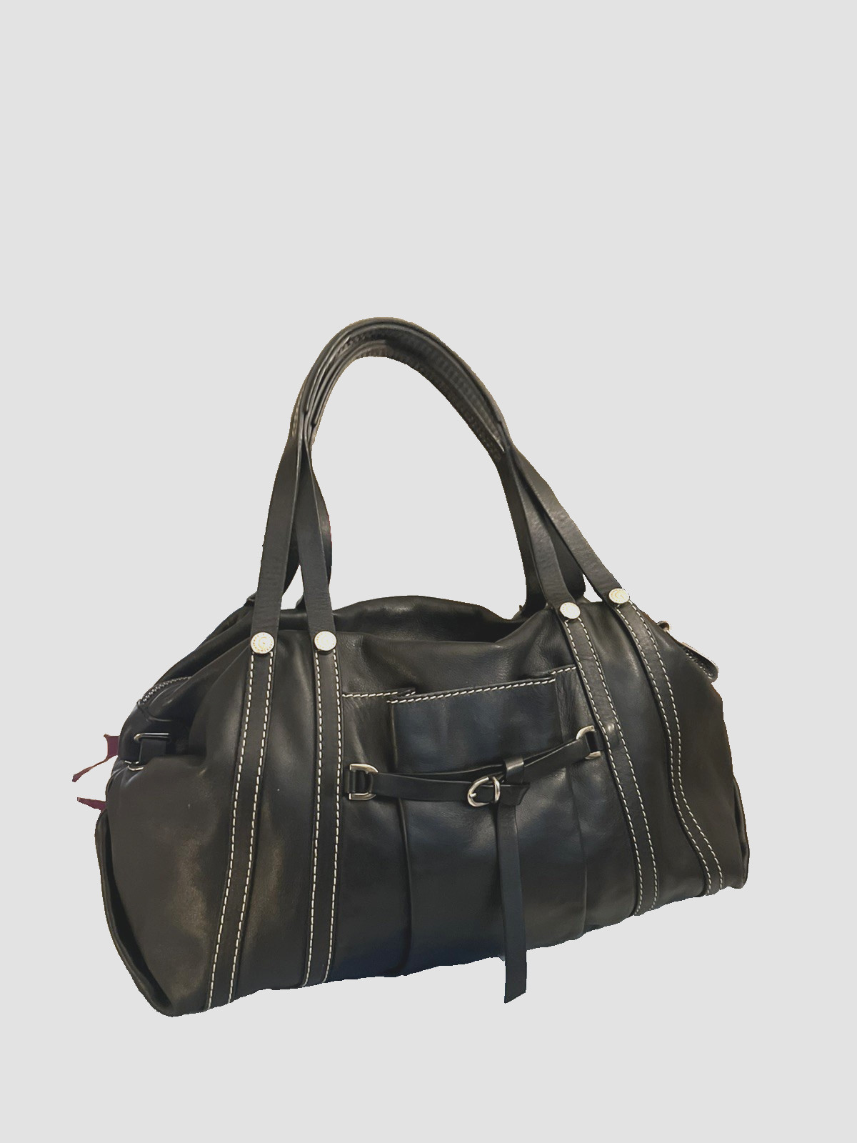 Gironacci Black Shoulder Purse Genuine Leather Made in Italy Silver Designer