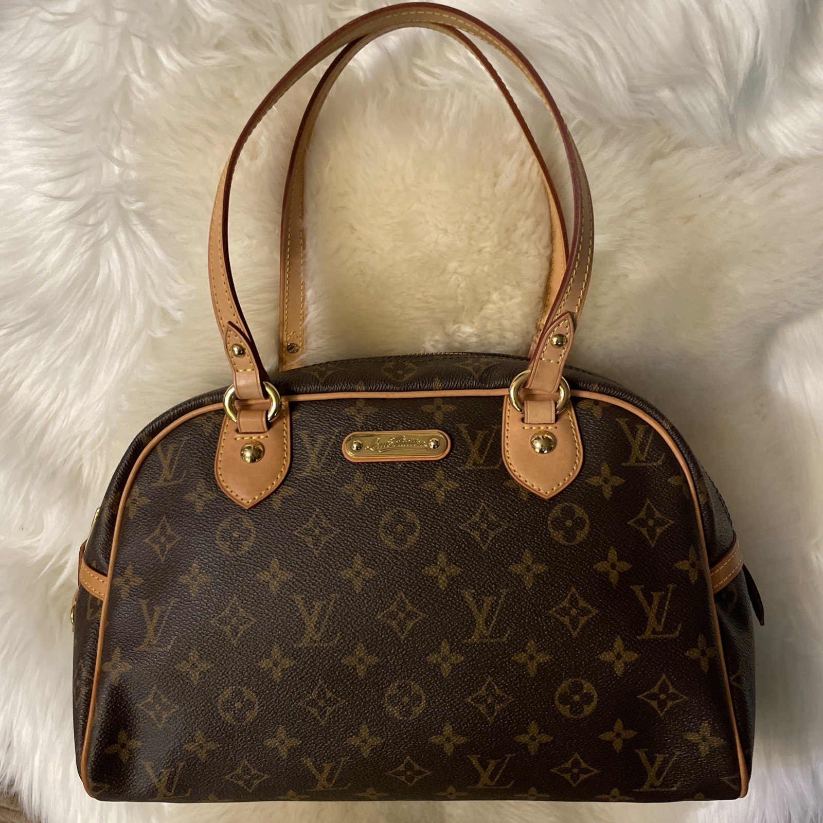 LOUIS VUITTON Montorgueil PM Shoulder Bag Purse M95565 Monogram Brown with Lock