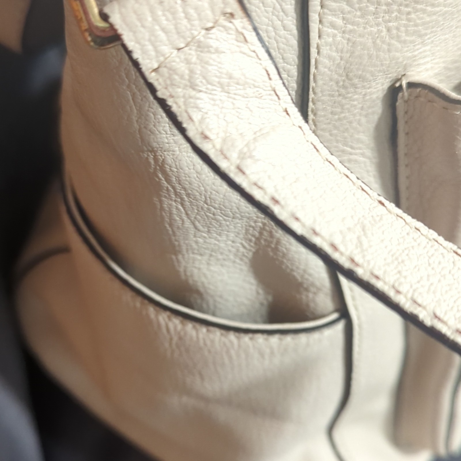 Michael Kors Ivory Satchel Top Handle Bag w/ Turn-Lock, Gold Hardware, Strap