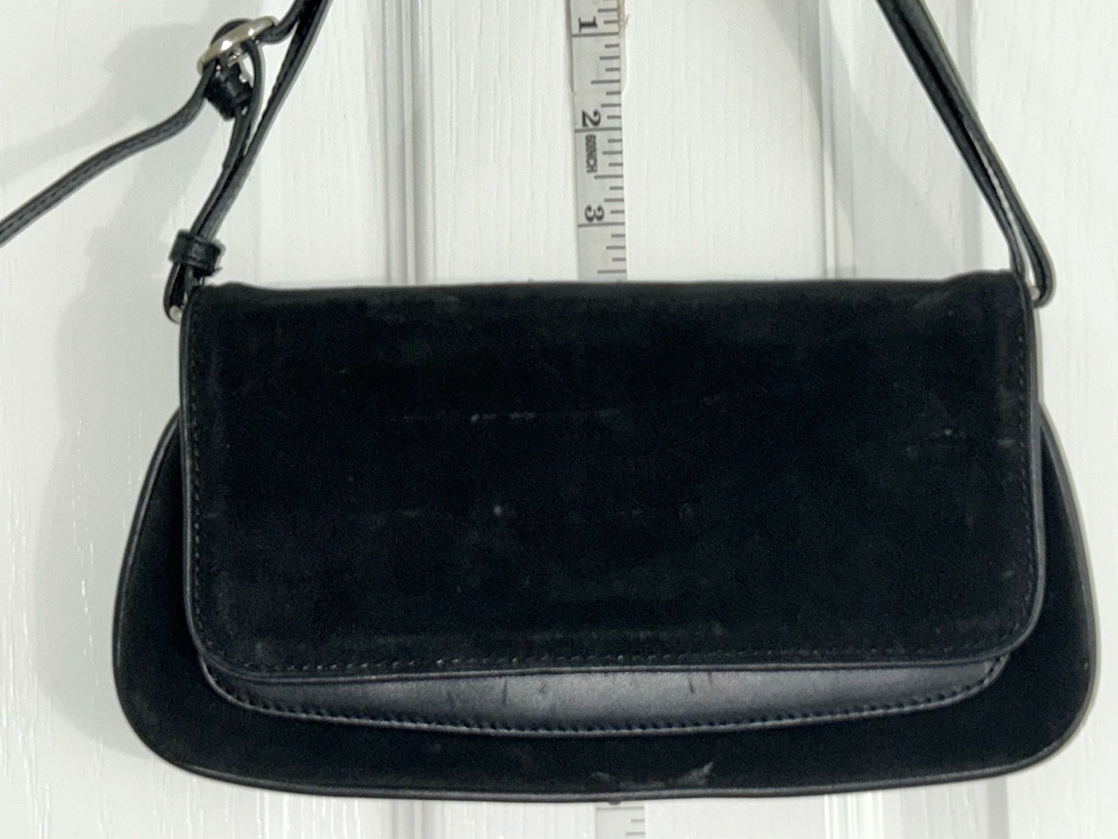 Vintage Black Suede and Leather Shoulder Bag
