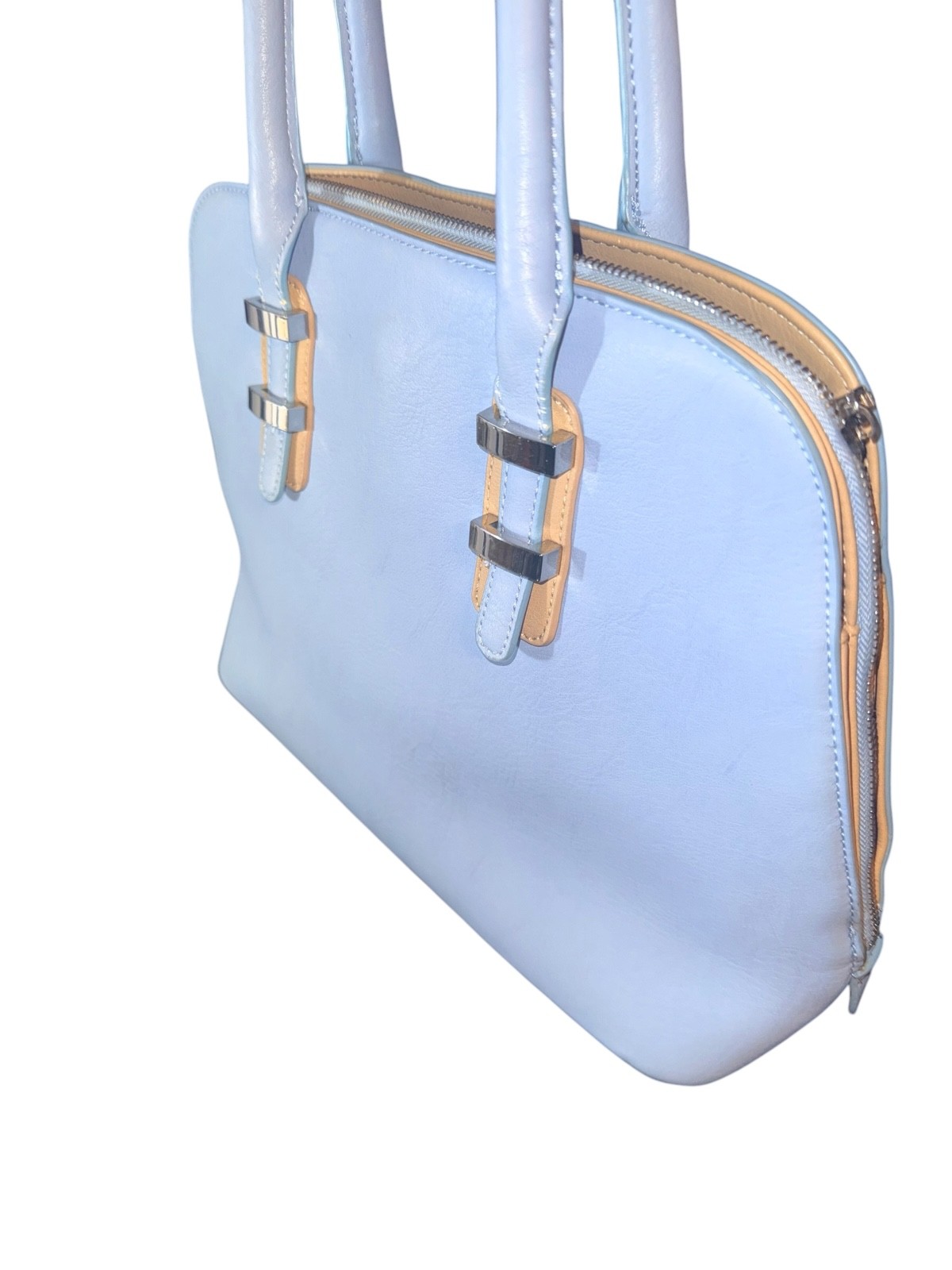 Blue Structured Shoulder Bag
