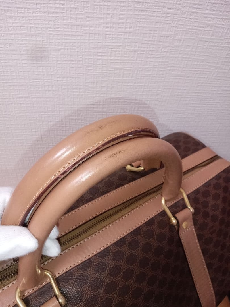 CELINE Macadam Boston Bag Brown PVC Leather Travel Luggage Bag Weekend Duffel