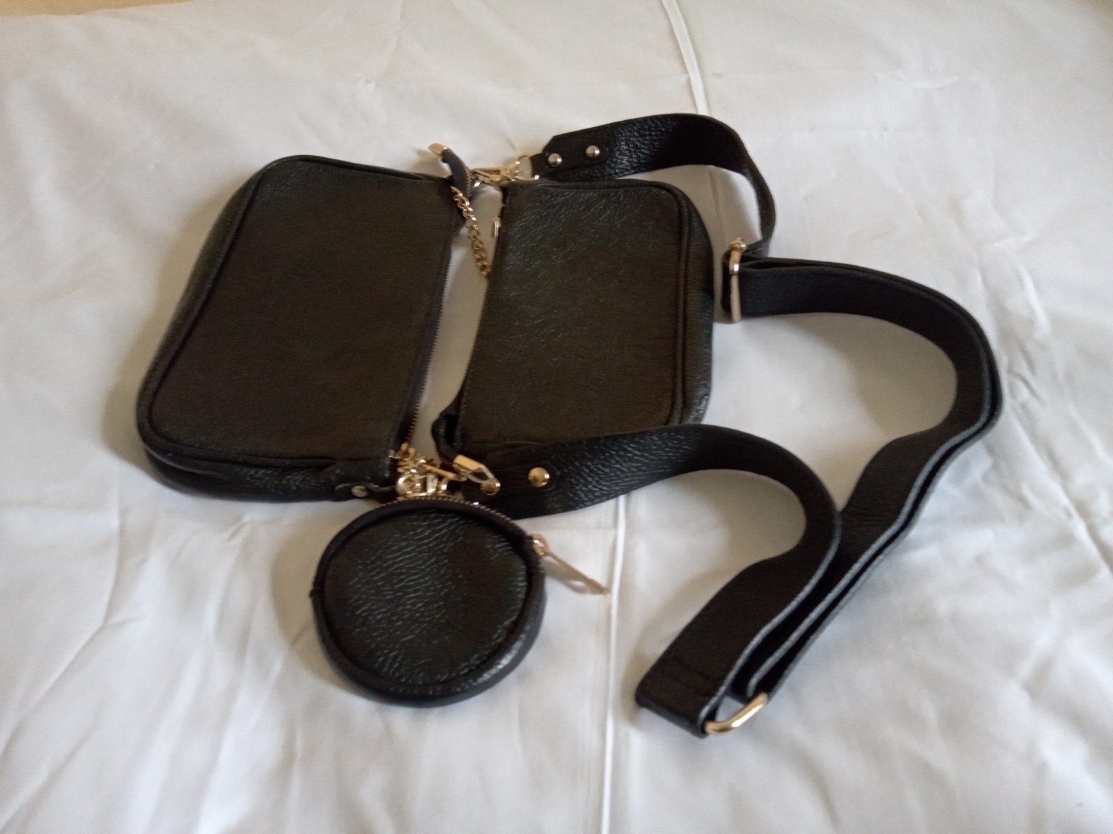 Leather Cross Body Bag With Two Separate Bags Women