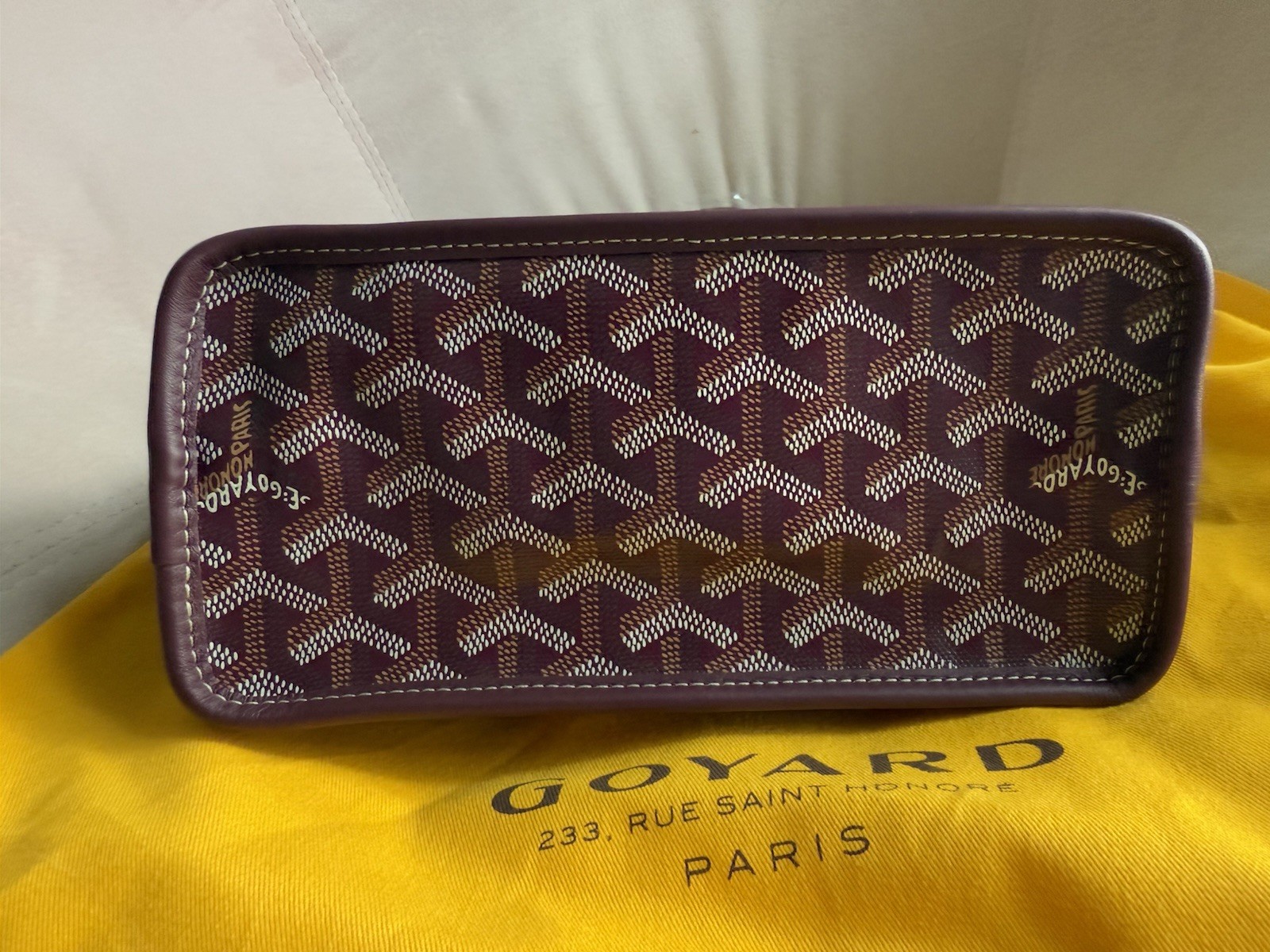 NEW! 2025 GOYARD Anjou mini Canvas Leather Reversible Mini Tote Bag / Burgundy