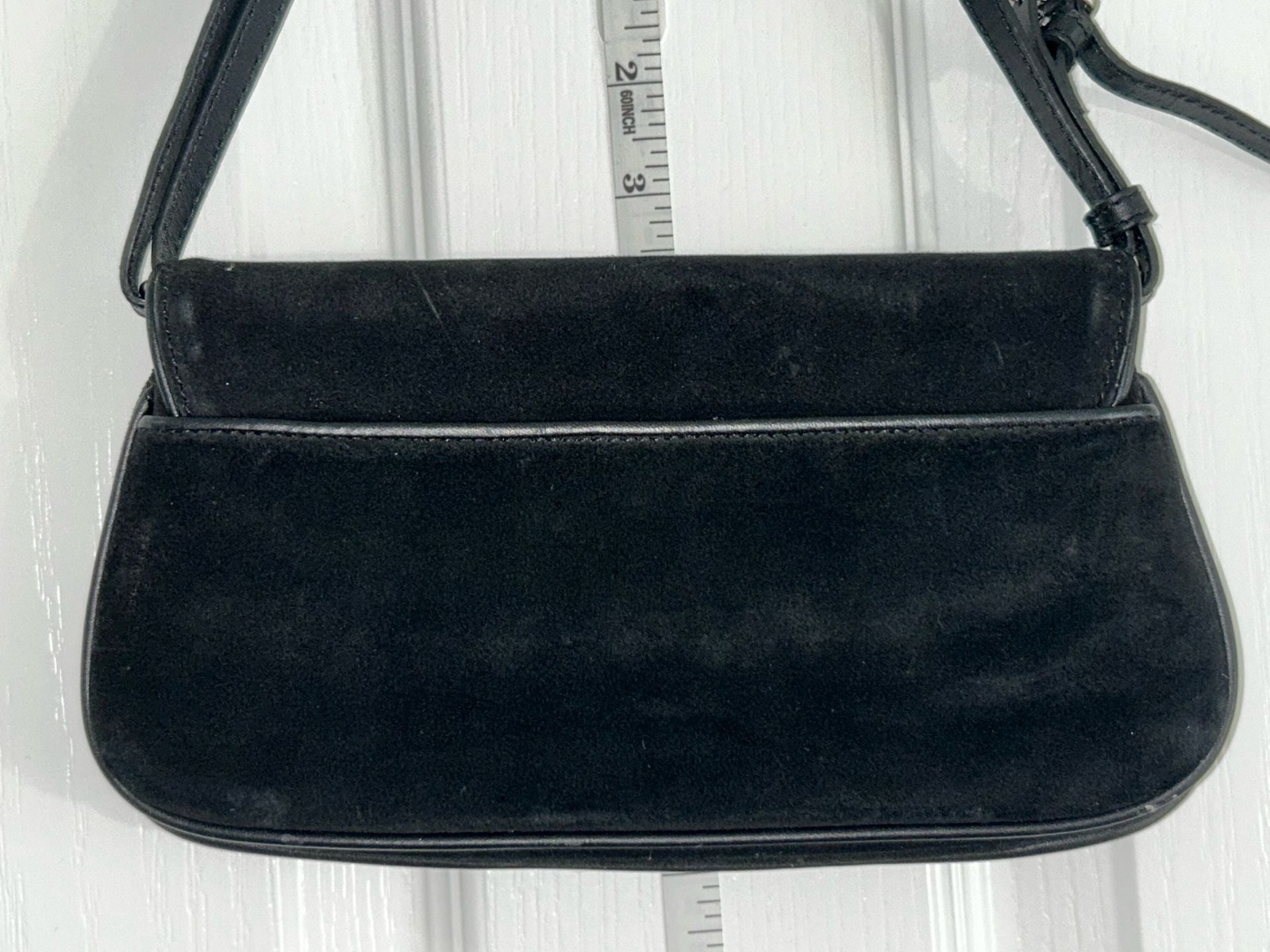 Vintage Black Suede and Leather Shoulder Bag