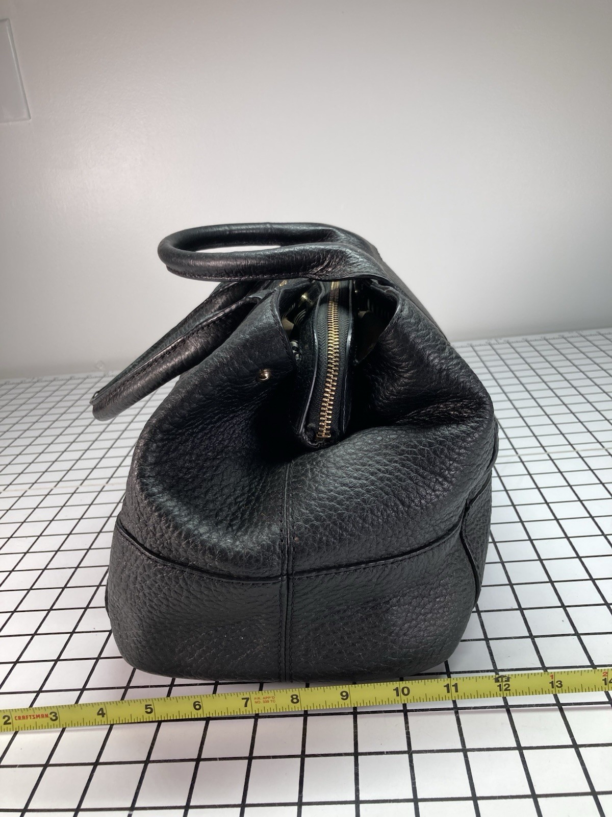KATE SPADE Black Pebble Leather Bag Satchel Shoulder Strap Missing 14”