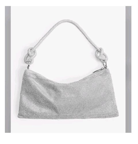Express Rhinestone Braided Knot Strap Slouch Handbag With Tag ($138.00) Silver