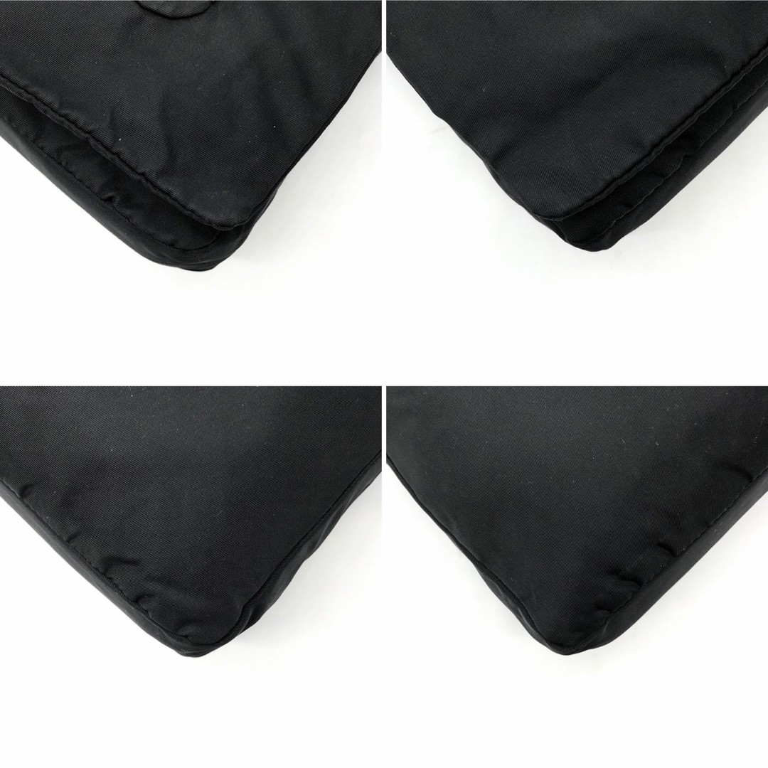 PRADA Shoulder bag Nylon Leather Black triangle logo Size: W:11.4 × H:5.9 in.