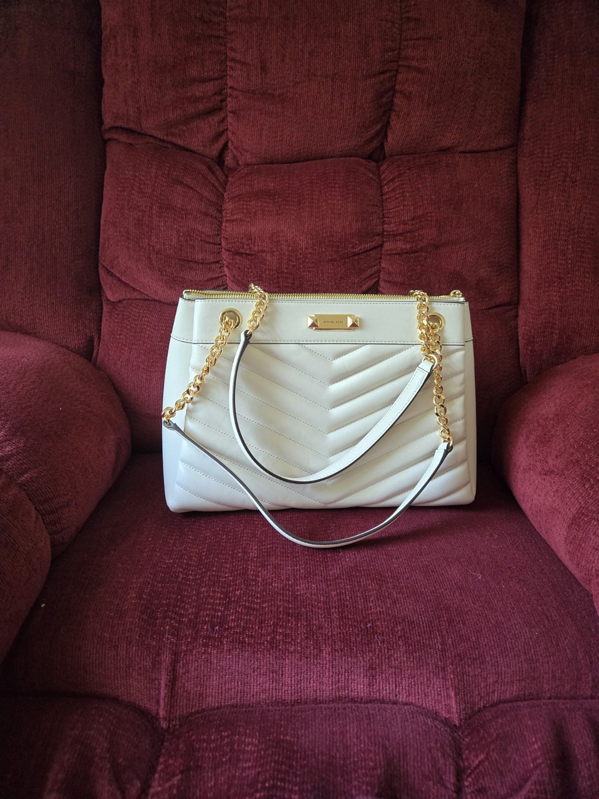 Michael Kors Women’s Whitney Medium Quilted Tote Bag Lt Cream
