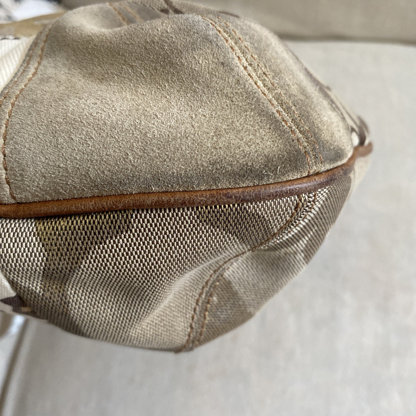 Coach Ergo Khaki Gold Browns Patchwork Medium Hobo Tiger Leopard & Classic “C”