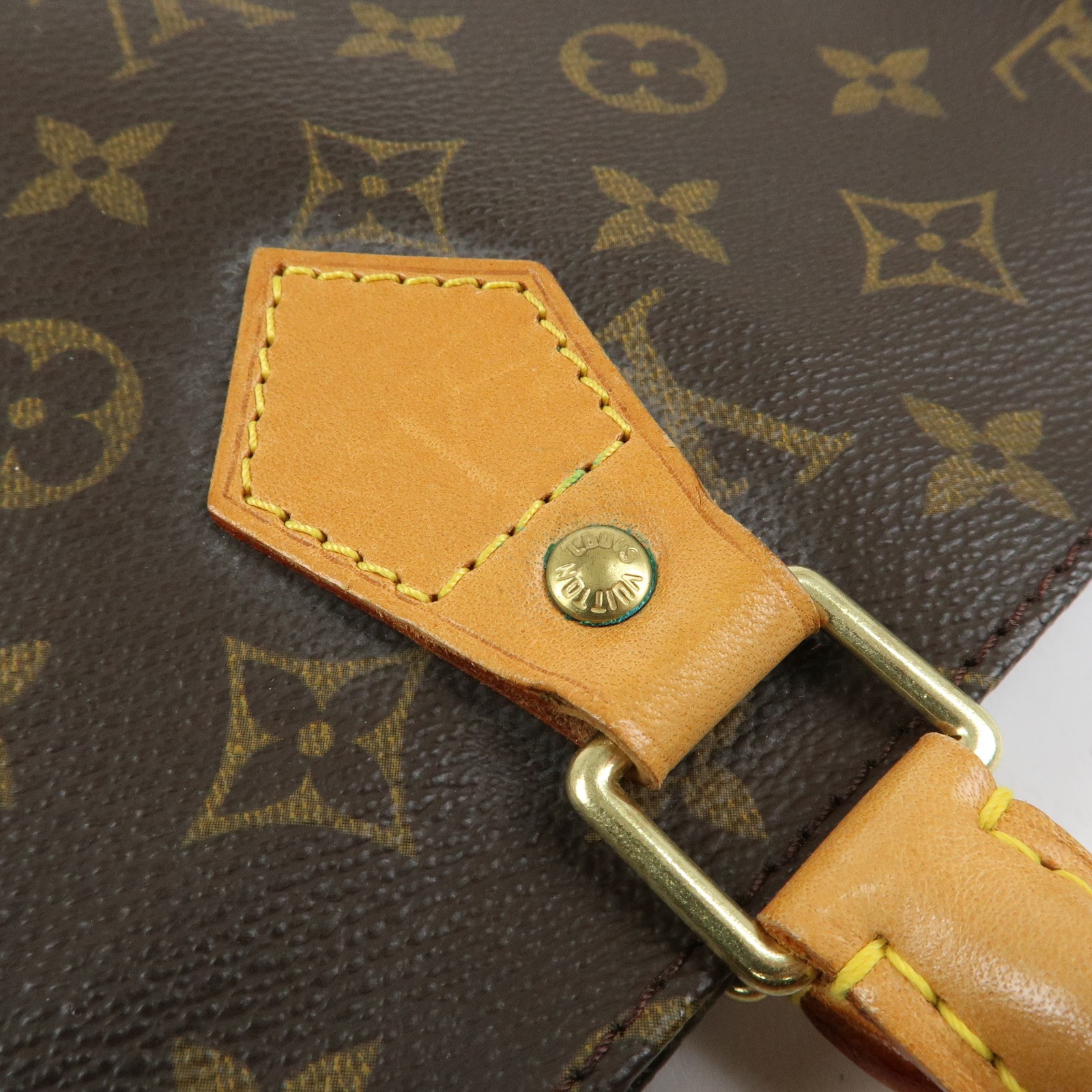 Louis Vuitton Monogram Sac Plat Tote Bag Hand Bag Brown M51140 Auth Used F/S