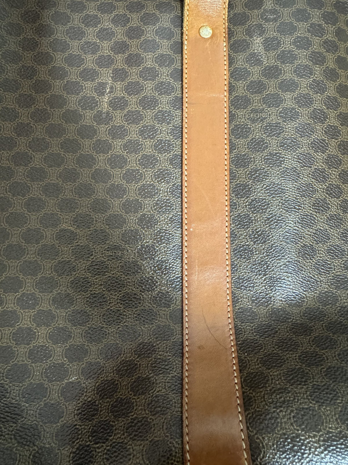 CELINE macadam PVC leather tote bag brown Authentic 0010