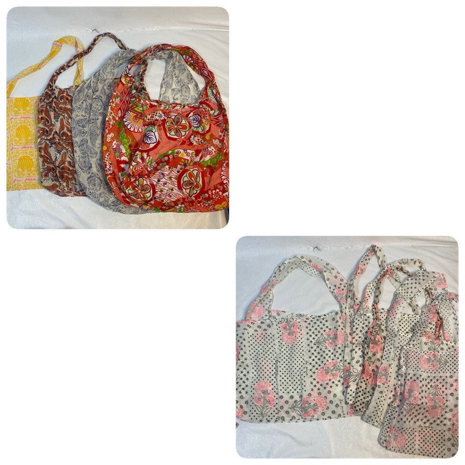 Lot 10 Free People Fabric Bag Reusable Shopping Tote Lightweight Various Sizes