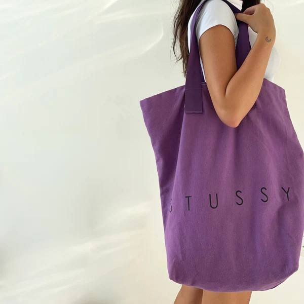 STUSSY JAPAN CANVAS TOTE BAG – PURPLE – STREETWEAR