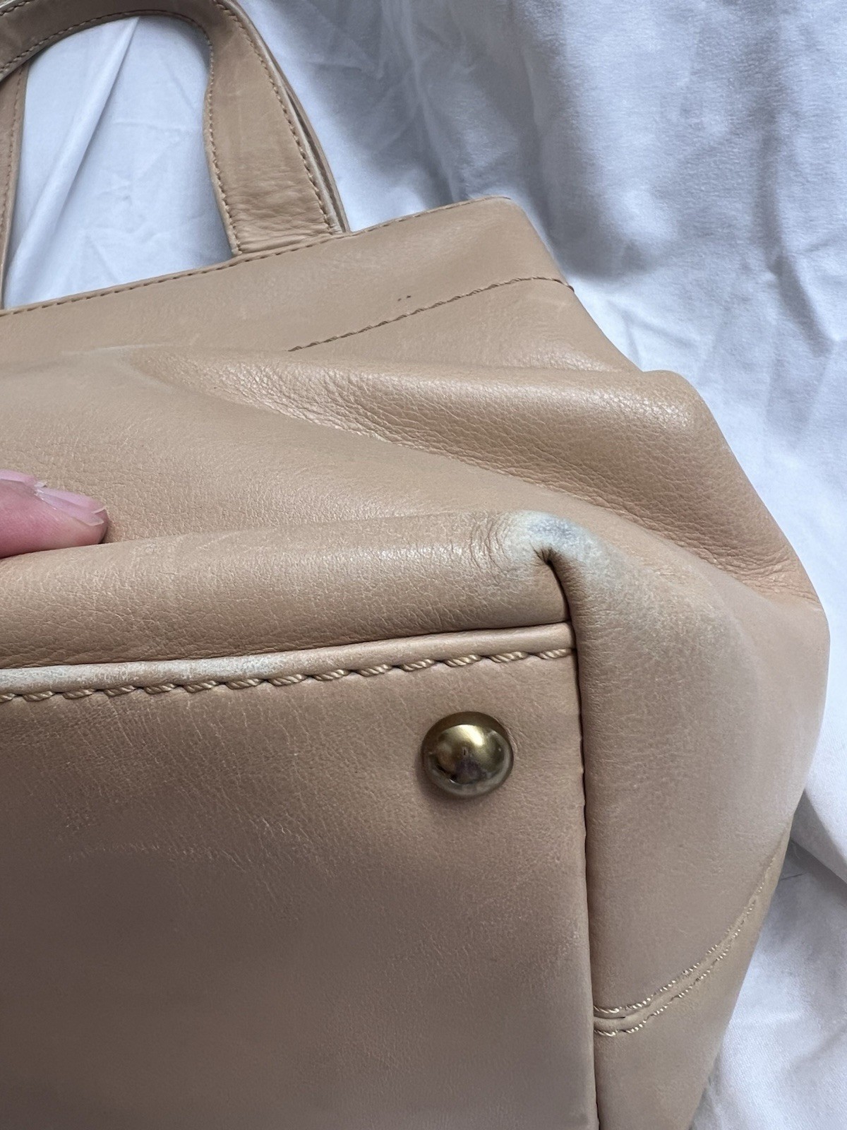 Vintage CHANEL Beige Leather CC Turn Lock Tote Bag 2002-03 Karl Lagerfeld