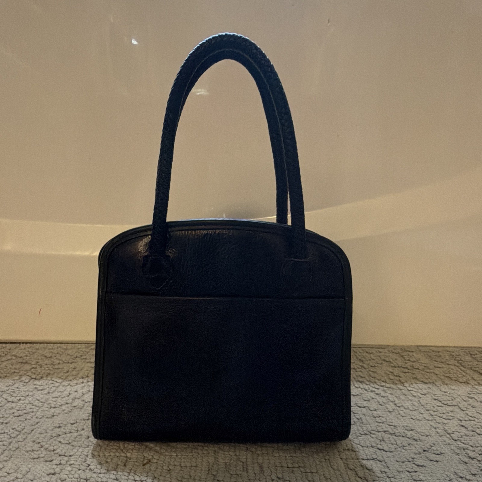 Brighton Black Satchel Top Handle Bag Double Handles Silver Hardware Zip Lined
