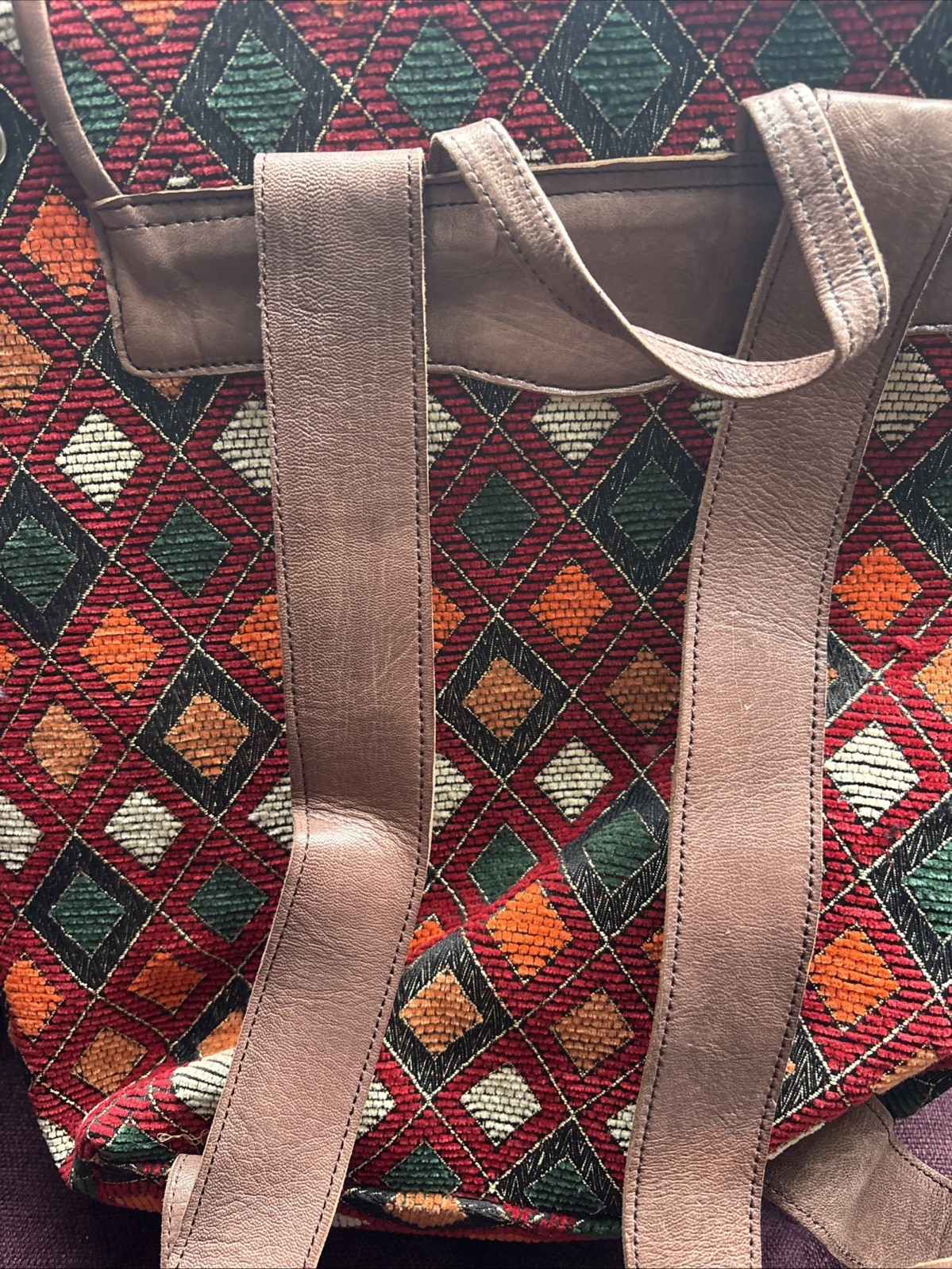 Moroccan camel Leather Bookbag
