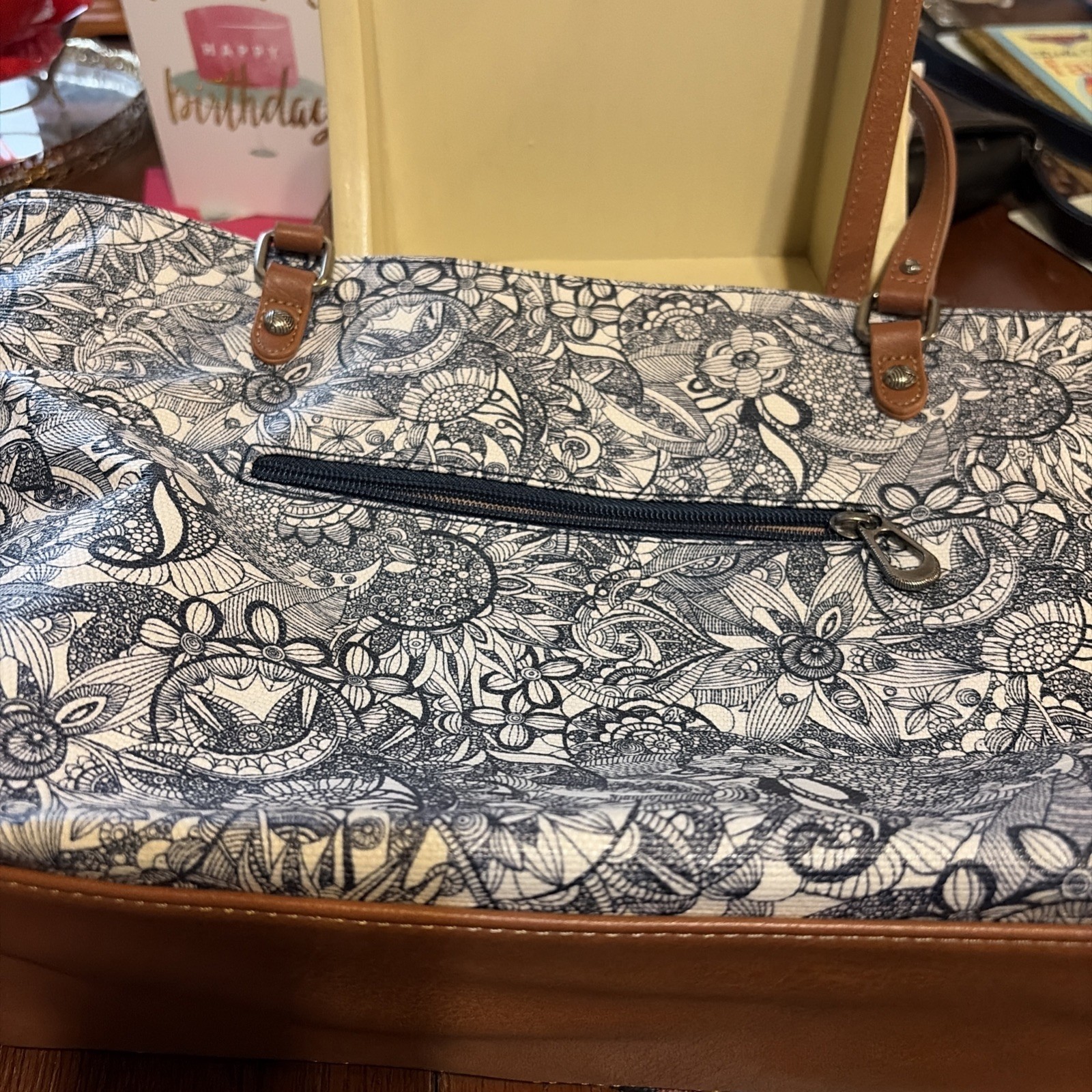 Sakroots Blue Sunflower Flower Slick Coat tote bag purse handbag-cute!