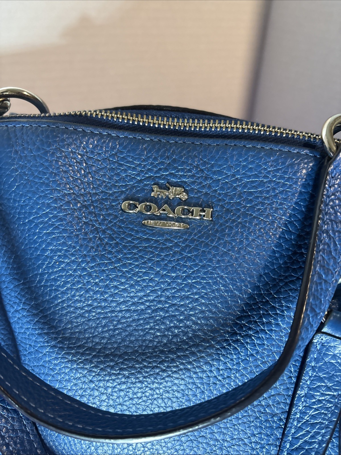 Coach F36675 Kelsey Satchel Bright Blue Pebbled Leather Crossbody Shoulder Bag
