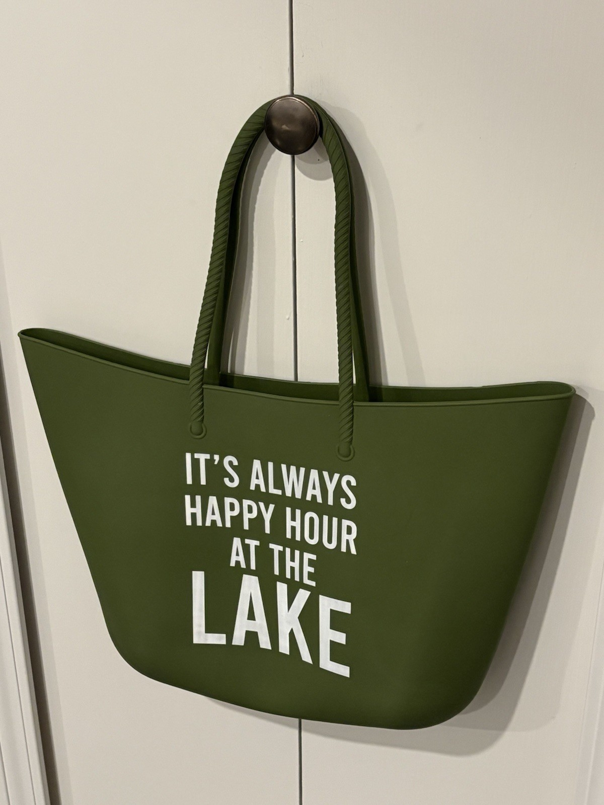 It’s Happy Hour At The Lake Silicone Cooler Bag Reversible Green Large Tote