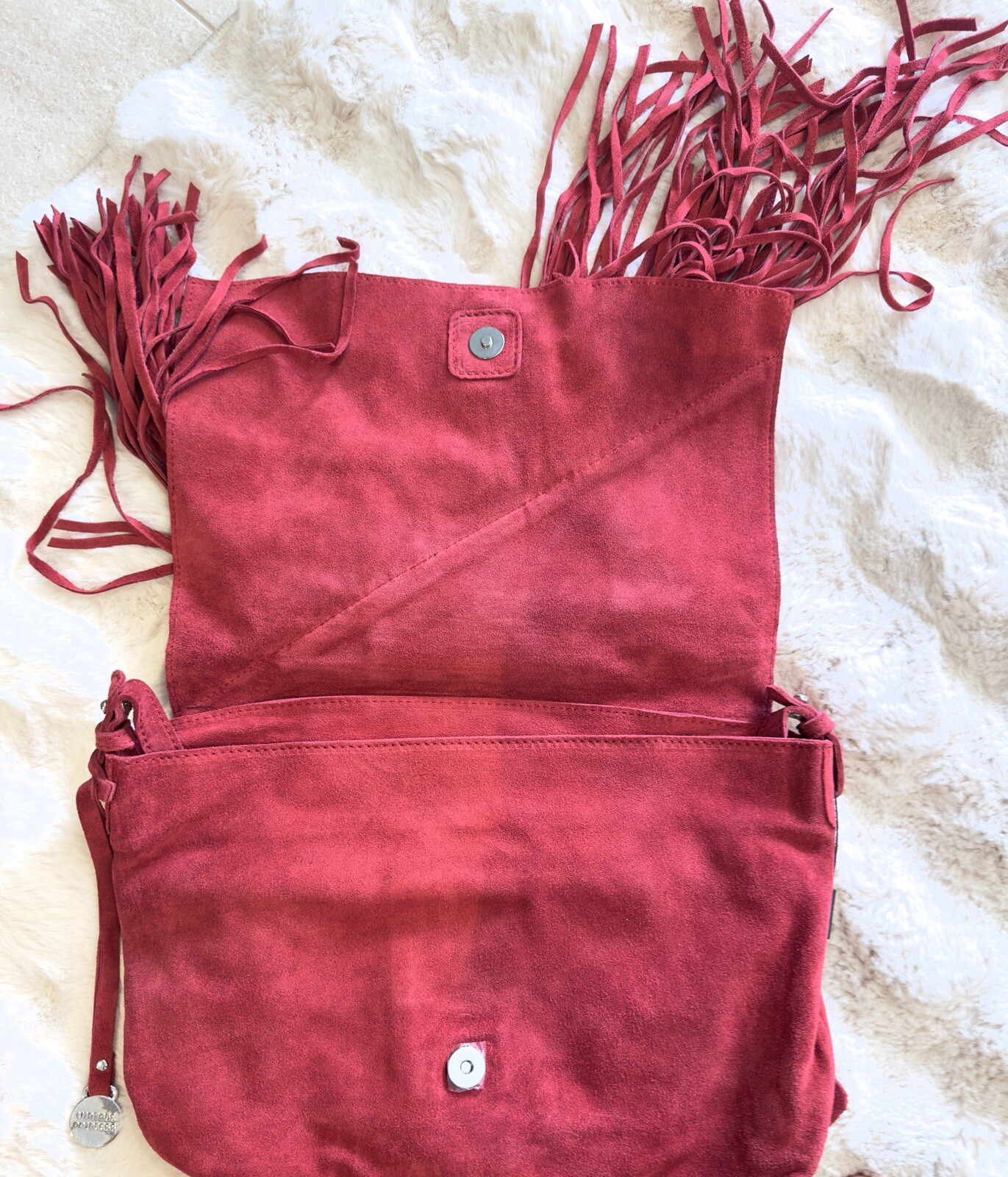 Vintage Princess Red Suede Crossbody Bag Real LEATHER Festival Aus Brand NWT