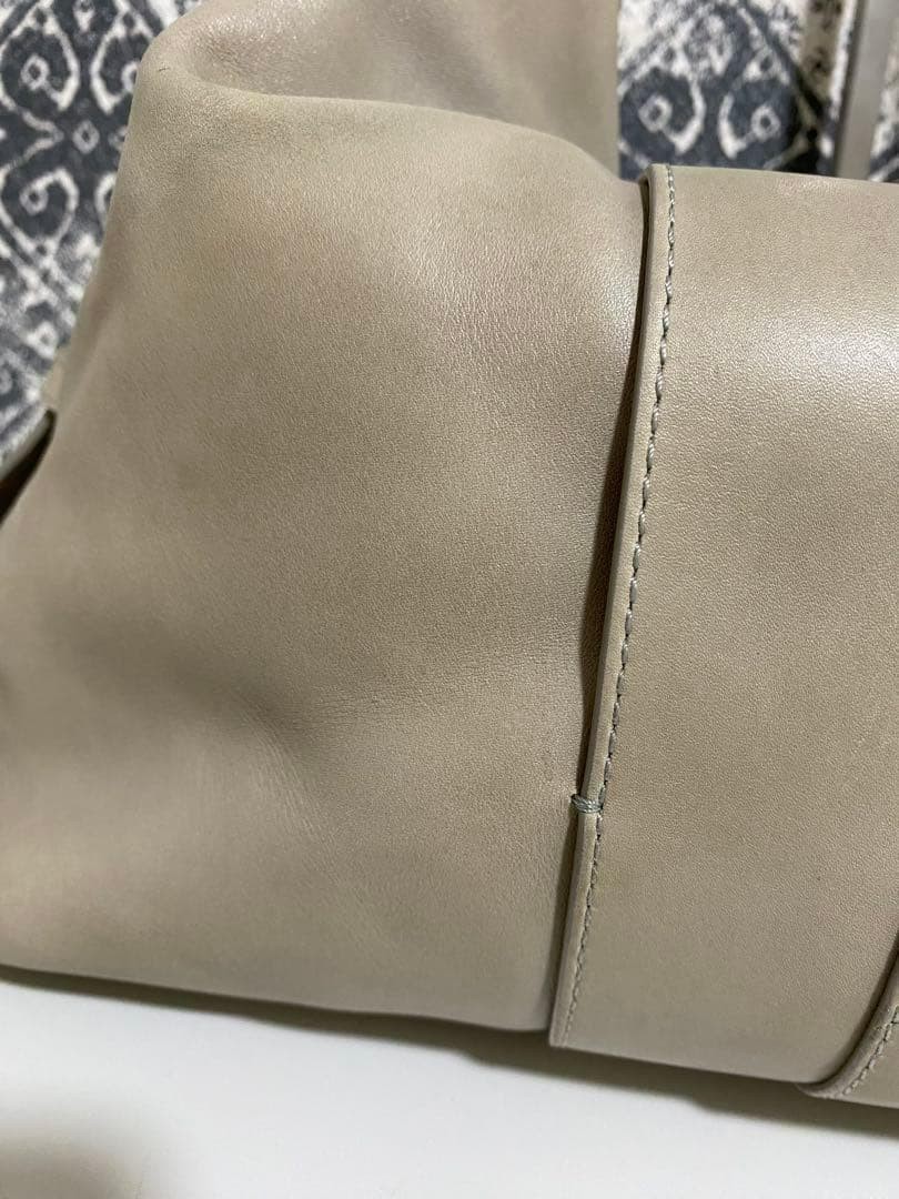 Giorgio Armani Shoulder Hobo Bag Purse Leather in Gray USED Good Condition