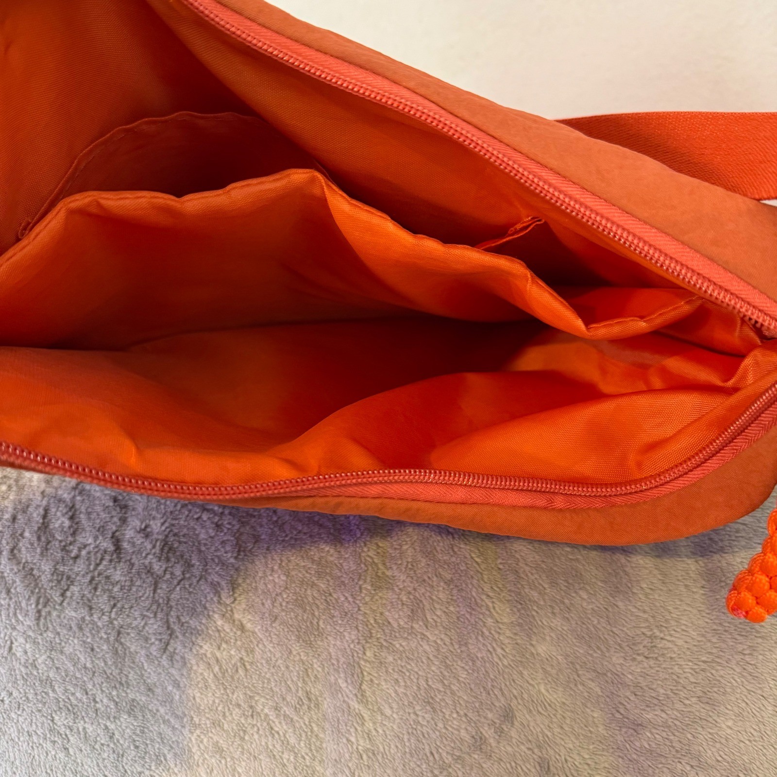 Nylon Crescent Crossbody Bag Orange Utility Paracord Zipper Travel Hiking
