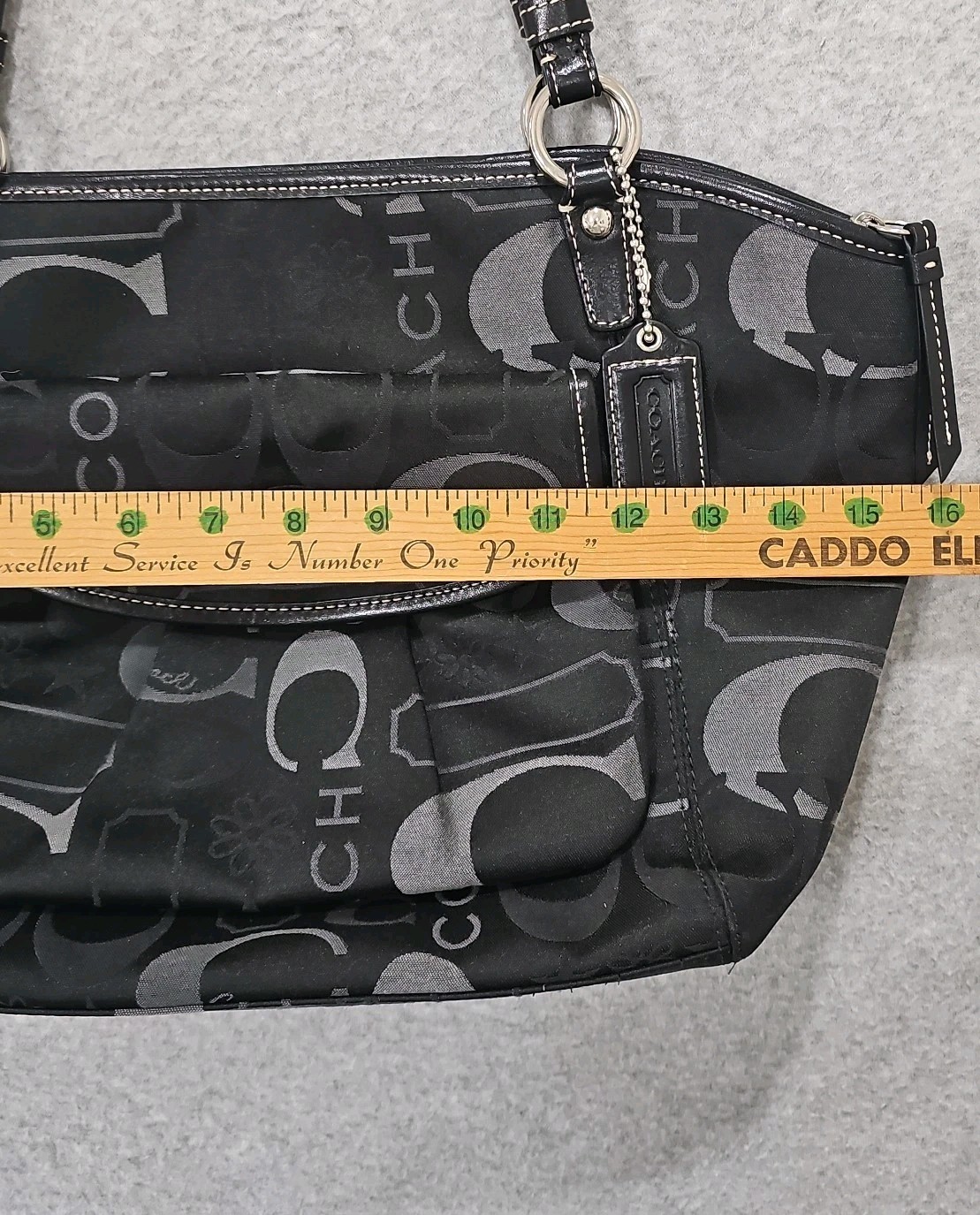 Coach Leah Purse Signature Satchel W Turn Lock ,Spell Out C, star Flower Black