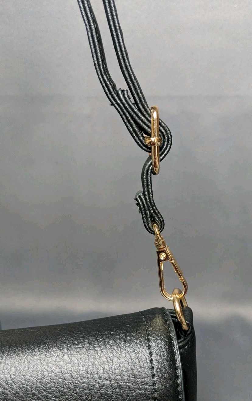 Black Faux Leather Crossbody Saddle Bag Tassel Adjustable Strap Flap Purse Zip
