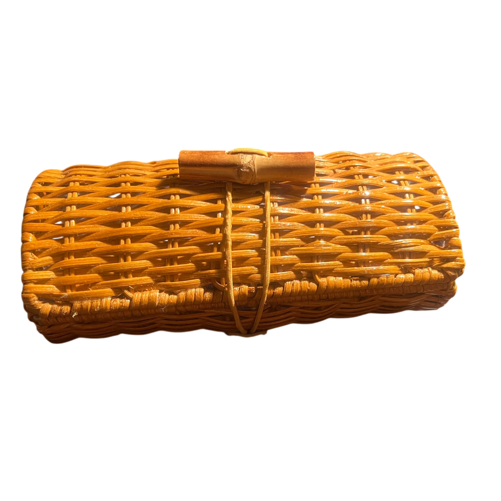 Lilly Pulitzer Wicker Rattan Clutch Purse Basket Handbag Wooden Toggle Closure