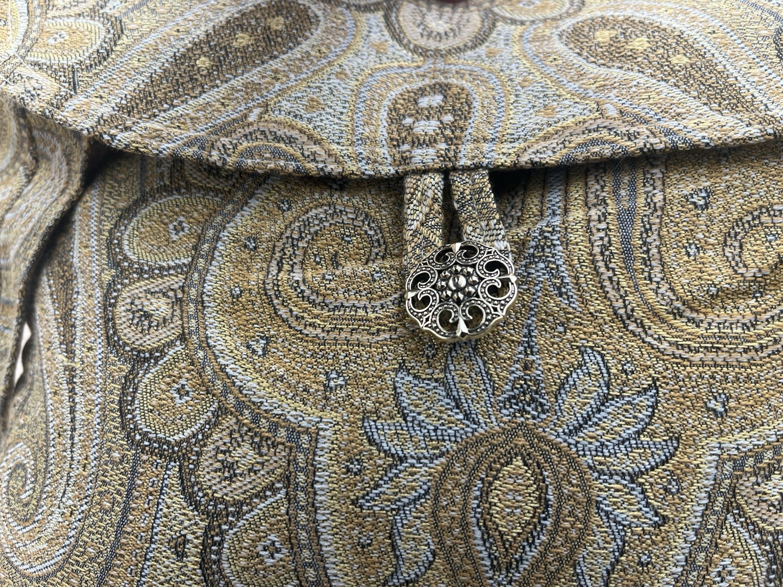 Handmade Medium Boho Paisley Cloth Purse Tote Shoulder Bag Gold Pockets