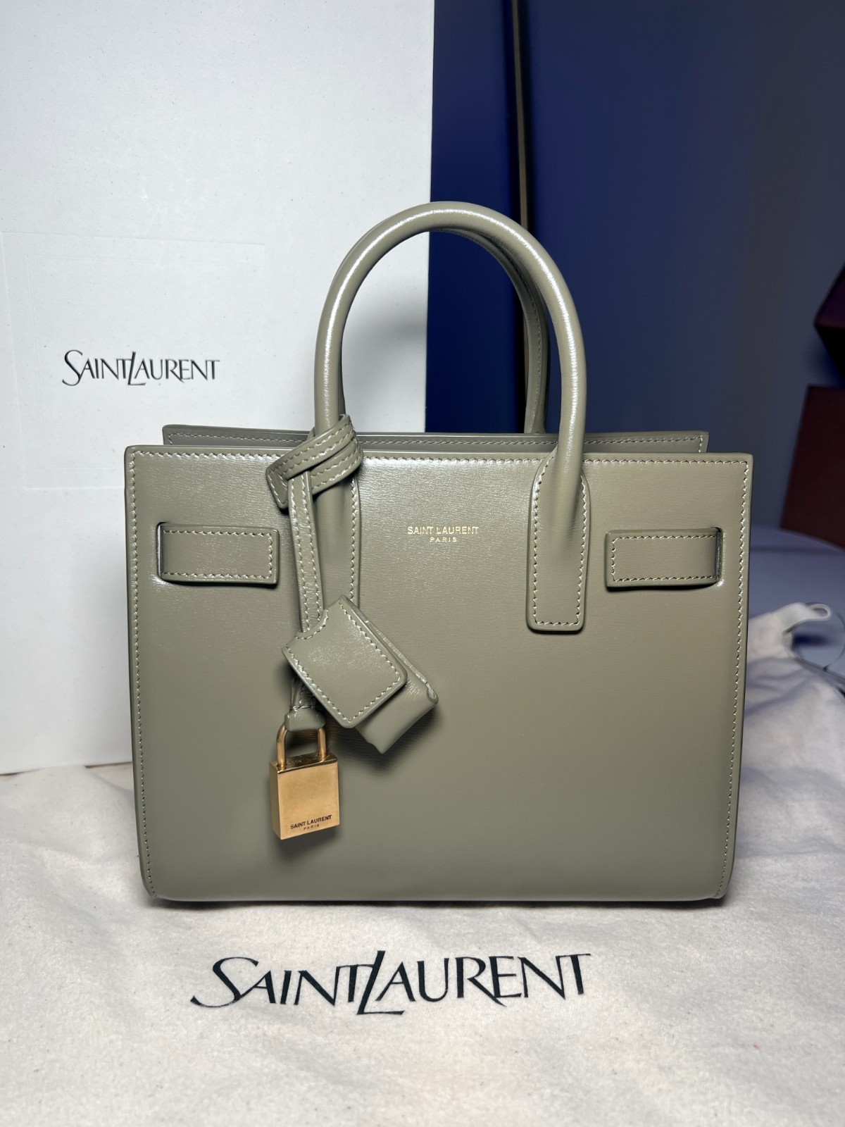 Saint Laurent YSL Sac De Jour – Nano in Smooth Leather Strong Moss