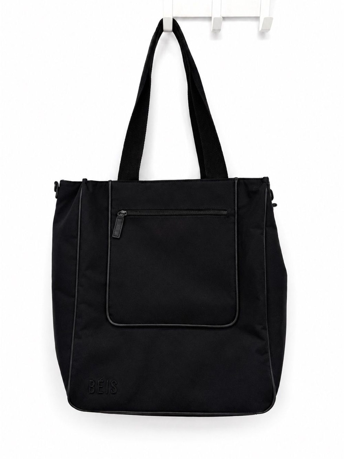 Beis Black Travel Tote Shoulder Bag Laptop Carryall North South Weekender