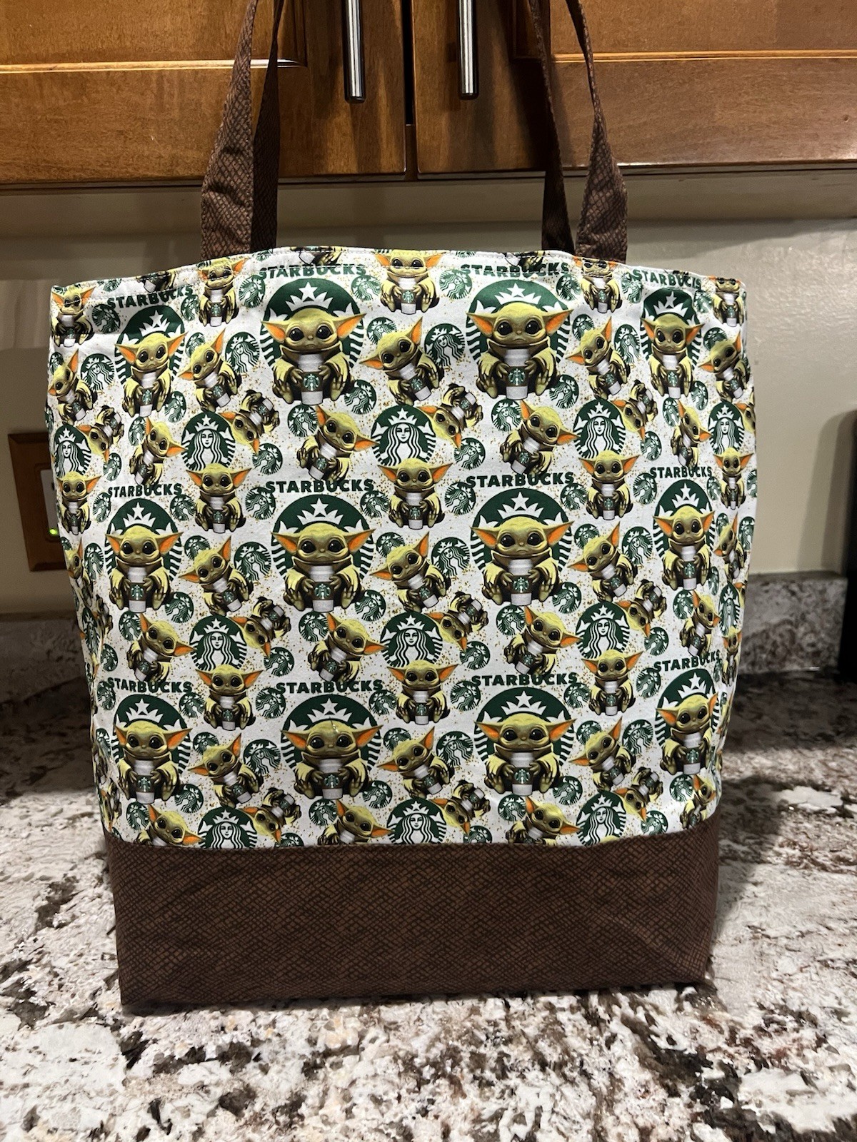 Custom Baby Yoda Grogu large cotton washable reusable Purse Market tote bag