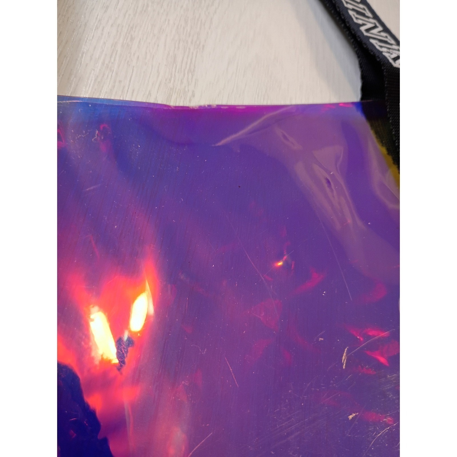 Victoria’s Secret PINK Iridescent Holographic Tote Bag Purple Black Logo Straps