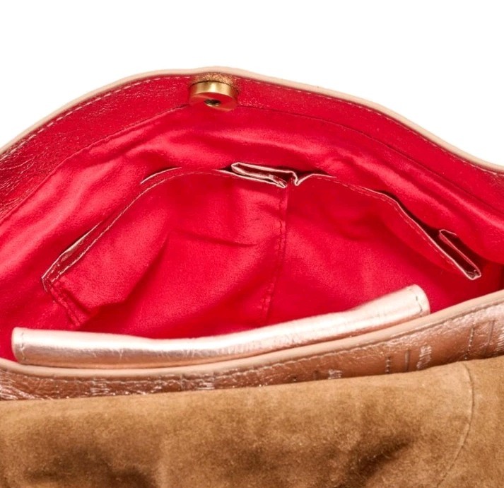 Sharif Legacy Ruched Leather Museum Flap Messenger Bag- Rose Gold-NWT