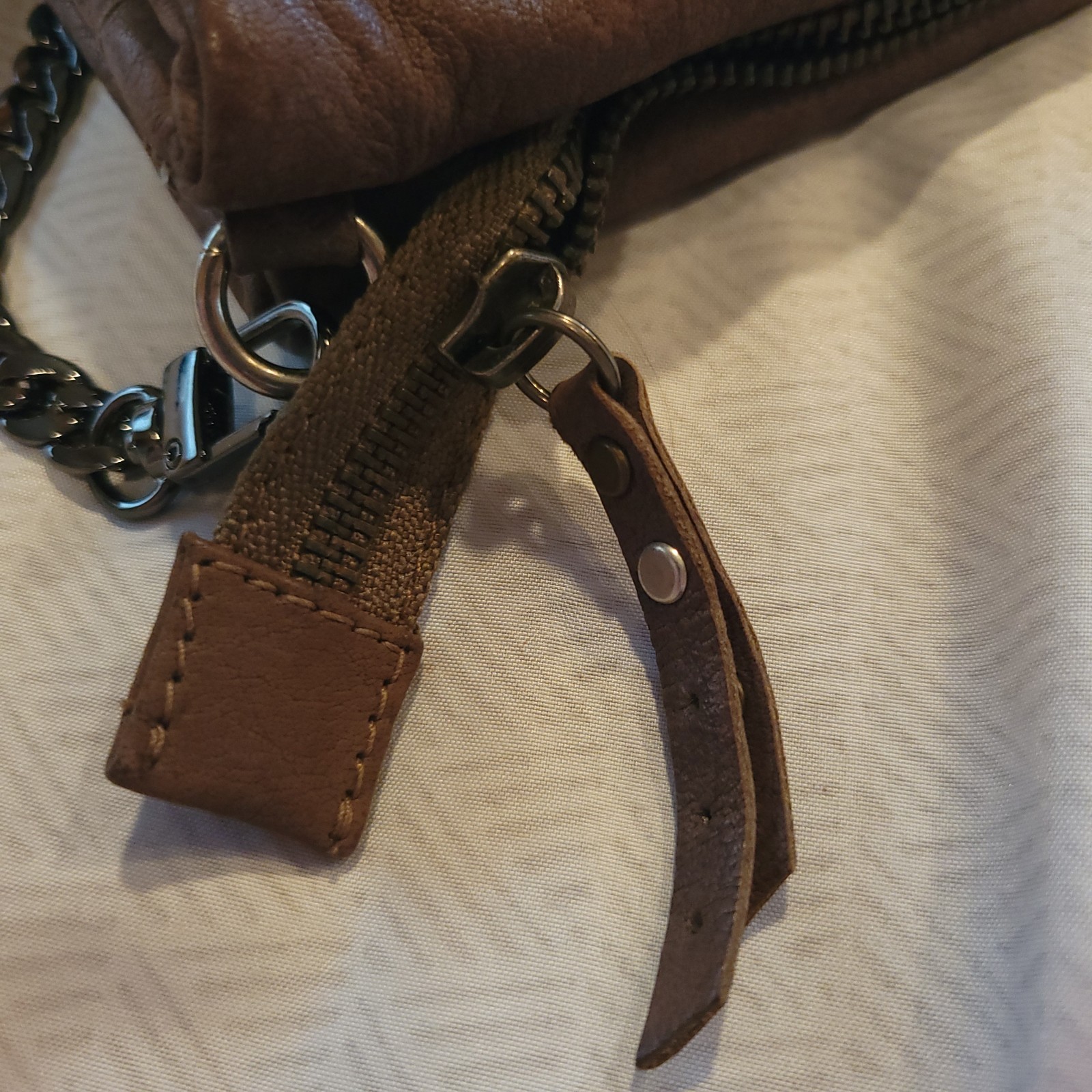 El Corte Inglés Dark Earth Studded Crossbody Bag with Chain Strap