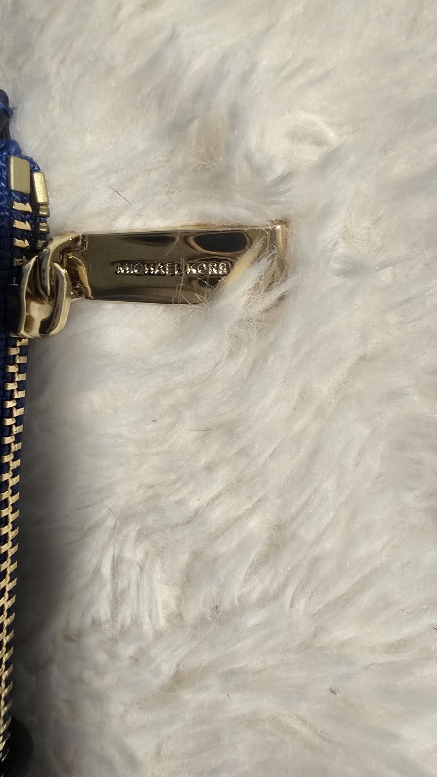 Michael Kors Blue Pebbled Satchel Top Handle Zip Bag w/ Lock & Key & Wallet