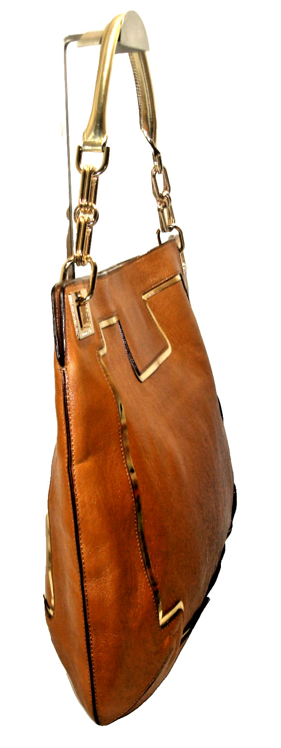 Anya Hindmarch Stunning Tan Soft Leather Gold Trim Suede Lined Shoulder Bag MINT