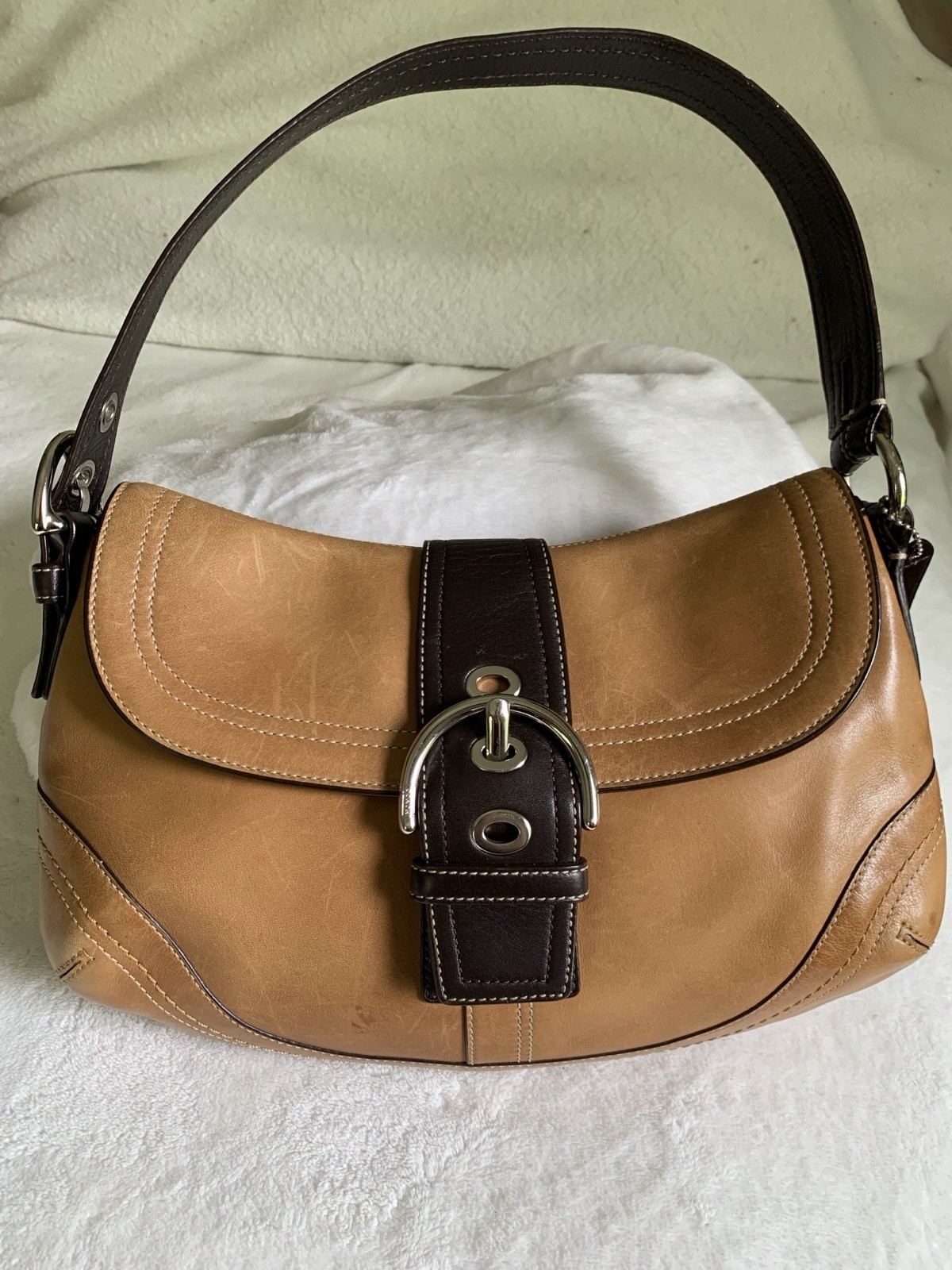 Vintage Coach Leather Medium Soho Flap Bag Black F10910 Y2K